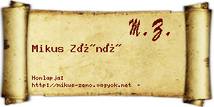 Mikus Zénó névjegykártya